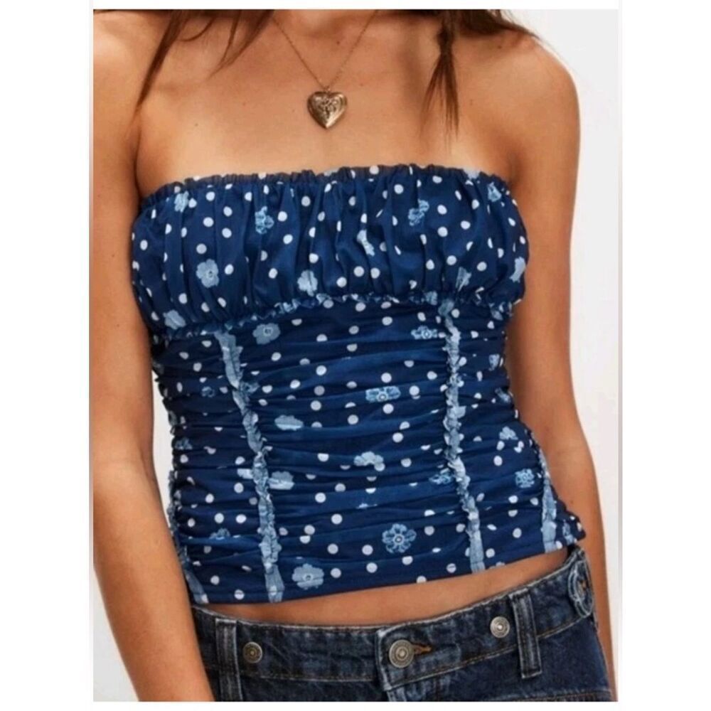 The Free People Scottie Printed Tube in Pageant Blue Combo NWOT